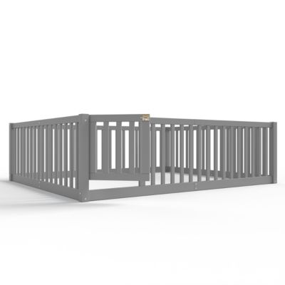 Bed Floor Bed with Safety Guardrails and Door