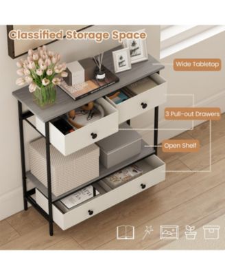 Farmhouse Console Table with Open Storage Shelf for Hallway