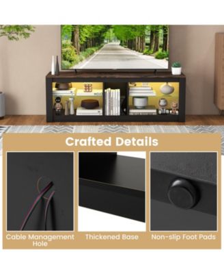 Modern TV Stand with LED Light and Adjustable Shelves for TVs up to 65 inch