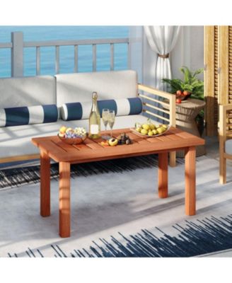 Slatted Wood Patio Coffee Table for Deck and Poolside