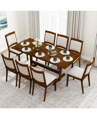 71 in Farmhouse Rectangular Dining Table for 6-8 with Rubber Wood Legs