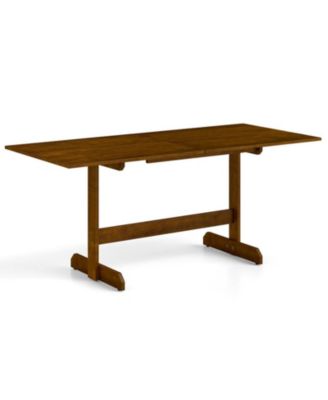 71 in Farmhouse Rectangular Dining Table for 6-8 with Rubber Wood Legs