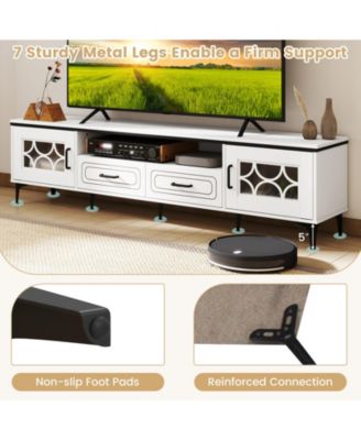 Farmhouse TV Stand for TVs up to 80 Inch with 2 Drawers