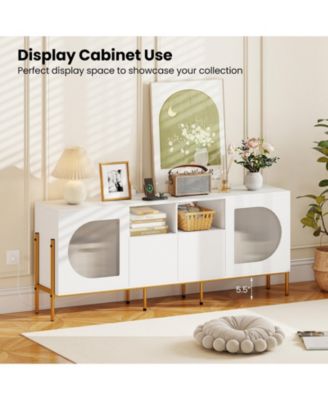 TV Stand for 70 Inch TV with Power Outlets Drawers and Open Shelves