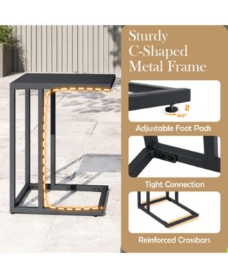 C-Shaped Metal Side Table with Adjustable Foot Pads, 17 x 12 x 21.5 in
