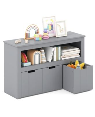3-Drawer Kids Storage Cabinet with Wheels and Convertible Cube Shelf
