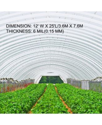 12 x 25 Ft UV Resistant Polyethylene Greenhouse Plastic Film 6 Mil