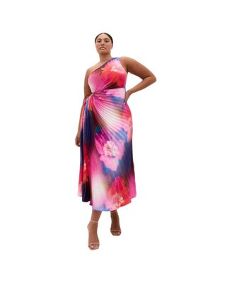 Women's Firework Print Pleat Maxi Dress