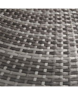 Rat Daybed Patio Furniture Set w/ Adjustable Canopy, Dark