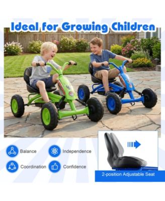 4 Wheel Pedal Go Kart for Kids with Steering Wheel and Adjustable Seat