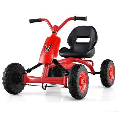 4 Wheel Pedal Go Kart for Kids with Steering Wheel and Adjustable Seat