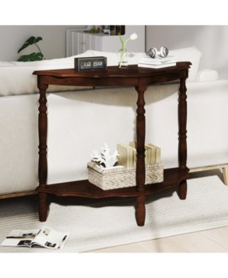 42-Inch Half Moon Console Table with Lower Shelf Espresso