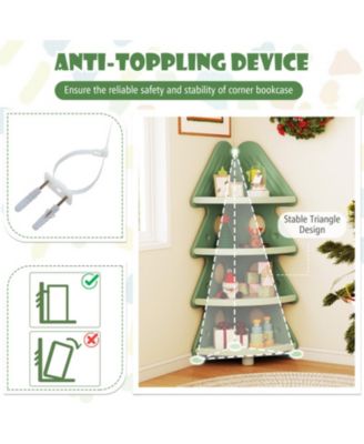4-Tier Kids Corner Bookshelf with Tree-Shaped Design and Display Shelves