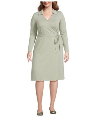 Plus Size Cotton Modal Collared Wrap Dress