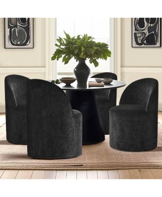 Rolling Chenille Upholstered Dining Chair with Casters 1 Piece