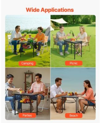 Folding Camping Table Adjustable Height Portable Aluminum MDF Table