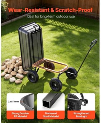 600 lbs Poly Dump Cart Wagon with 90 Quick-Dump and 180 Swivel Wheels