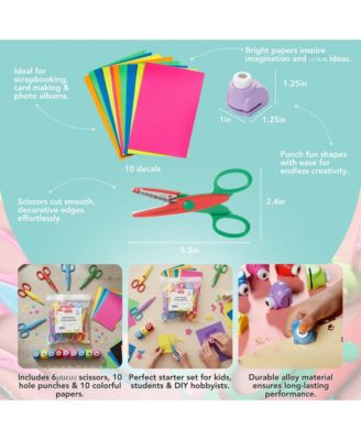 Craft Punch Set 26 Piece Decorative Edge Paper Hole Punch Shapes Colorful Crafting Kit