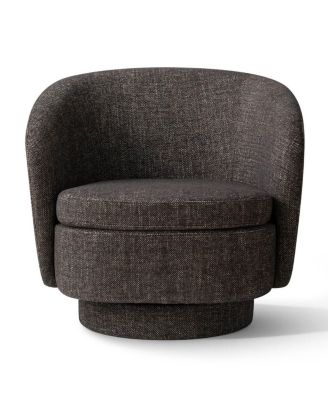 30.5 Swivel Barrel Accent Chair, Textured Fabric Round Armchair, 1 Pc