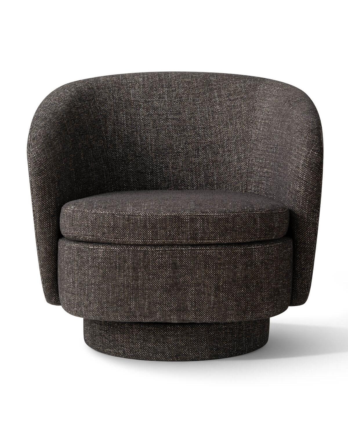 Maison Boucle 30.5 Swivel Barrel Accent Chair, Textured Fabric Round Armchair, 1 Pc