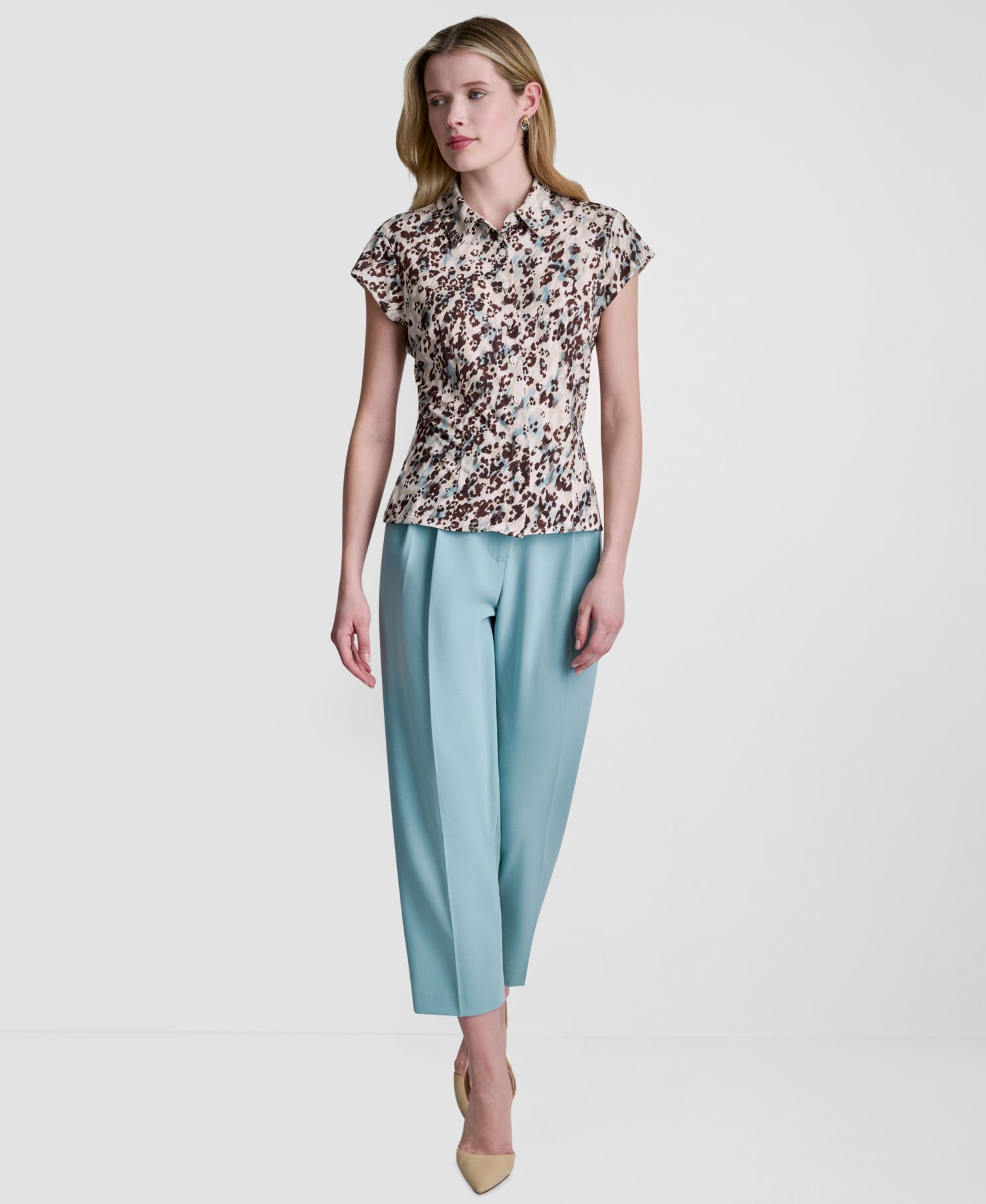 Women's Cap-Sleeve Printed Top