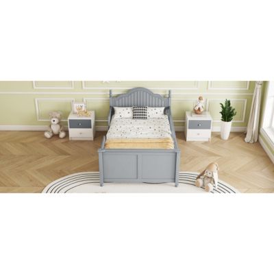 Wood Twin Platform Bed with Headboard/Footboard