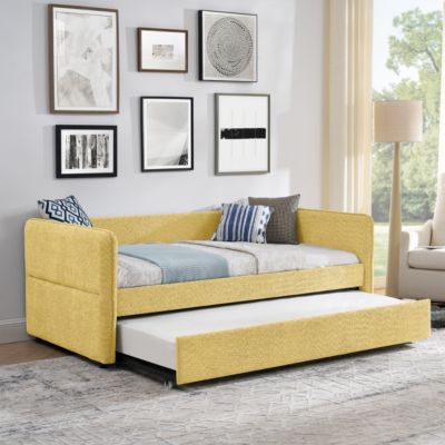 Boucle Daybed w/ Twin Trundle Sofa Bed