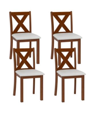 Wooden Dining Chair Set of 4 w/Acacia Wood Legs Padded Seat Curved Back