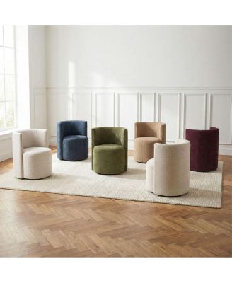 Textured Fabric Swivel Barrel Accent Dining Chair With Casters 1 Pc