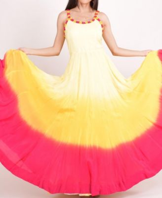 Women's Hand Tie-Dye Ombre Silk Maxi Sundress