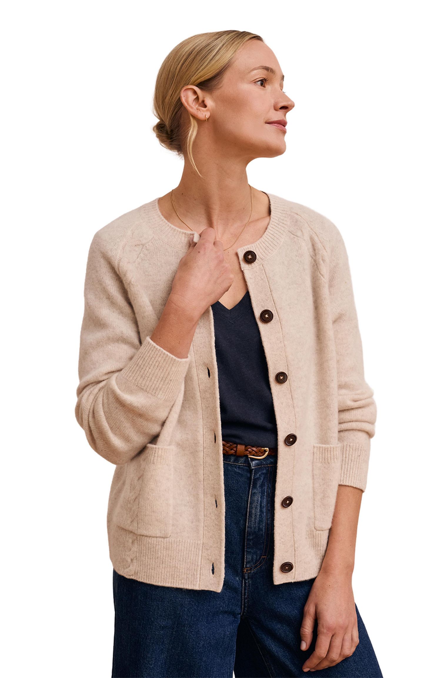 Women's Cable Detail Raglan Cardigan