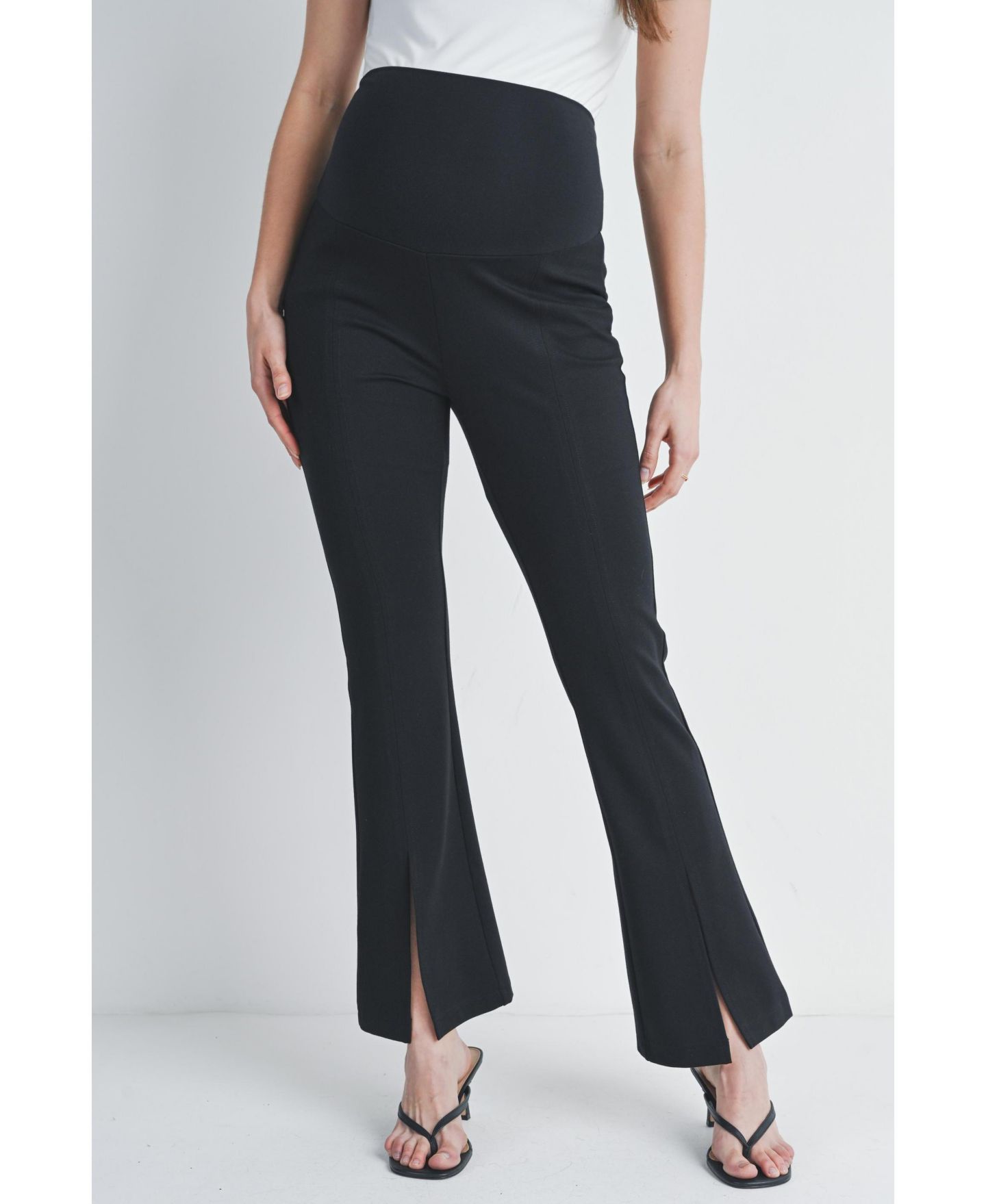 Женские брюки Hello Miz Maternity Over-the-Belly Flare Leg Pants with Front Slit — фото 1