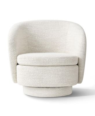 30.5" Swivel Tub Accent Chair, Woven Fabric Barrel Armchair, 1 Pc