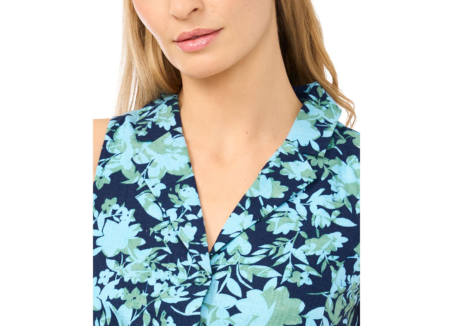 Women's Sleeveless Tie-Front Collared Vest Top