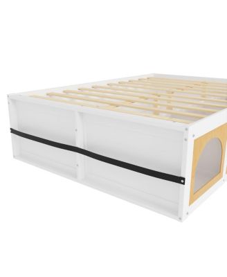 Platform Bed w/ Bookshelf, LED, Drawer