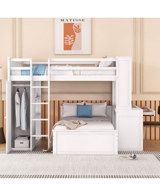Loft Bed w/Twin Bed, Shelves, Desk, Wardrobe