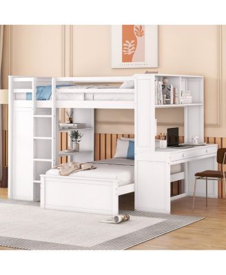 Loft Bed w/Twin Bed, Shelves, Desk, Wardrobe