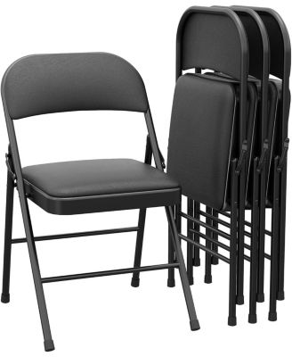 6-Pack Folding Chairs with Padded Cushion and Back, PU Leather, Stackable, Portable for Dining, Office, Indoor/Outdoor
