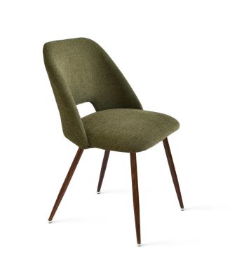 Set of 4 Upholstered Dining Chairs, Modern Fabric, Walnut Metal Legs