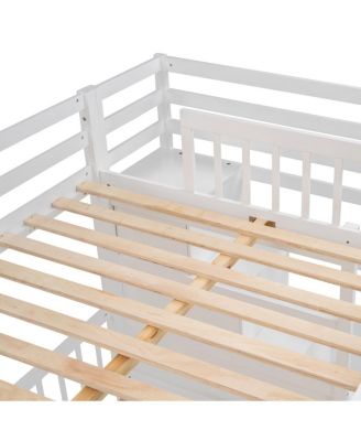 Full Over Twin Bunk Bed with Desk, Drawers and Shelves