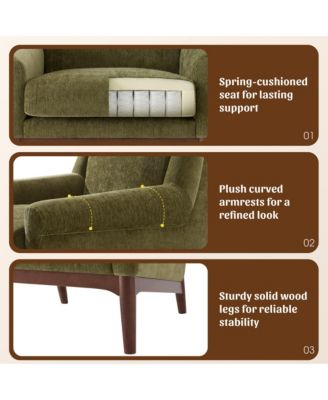 Mid-Century Modern Accent Chair - Upholstered Comfort Lounge Armchair with Sturdy Solid Wood Legs, Ideal for Living Room Decor