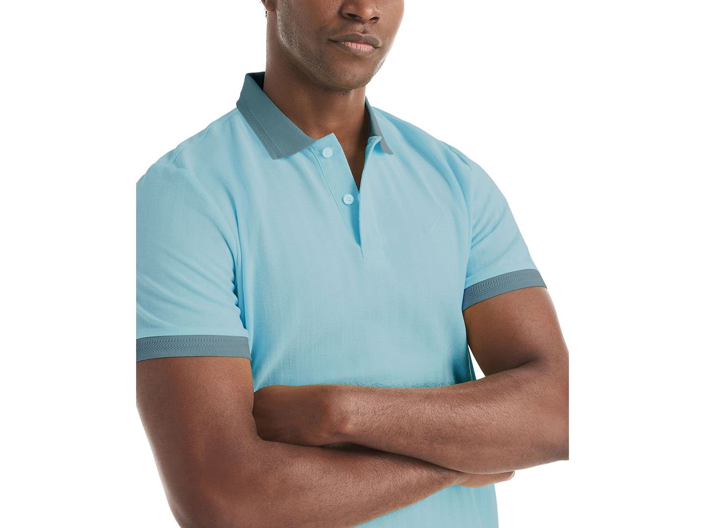 Мужское поло Nautica Herringbone Short-Sleeve Polo Shirt, цвет: Пляжный синий — фото 3