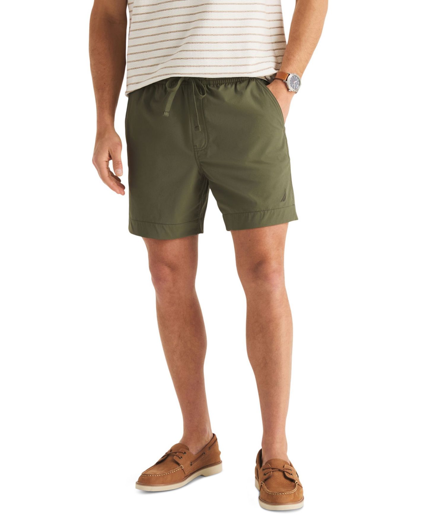 Мужские шорты Nautica 6.5" Stretch Ripstop Excursion Pull-On, цвет: Зелёный — фото 1