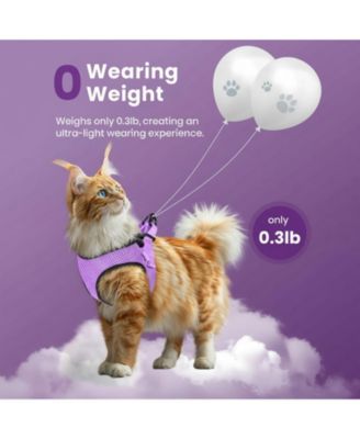 Escape Proof Cat Harness and Leash Set Adjustable Lightweight Soft Vest with Reflective Strip for Walking