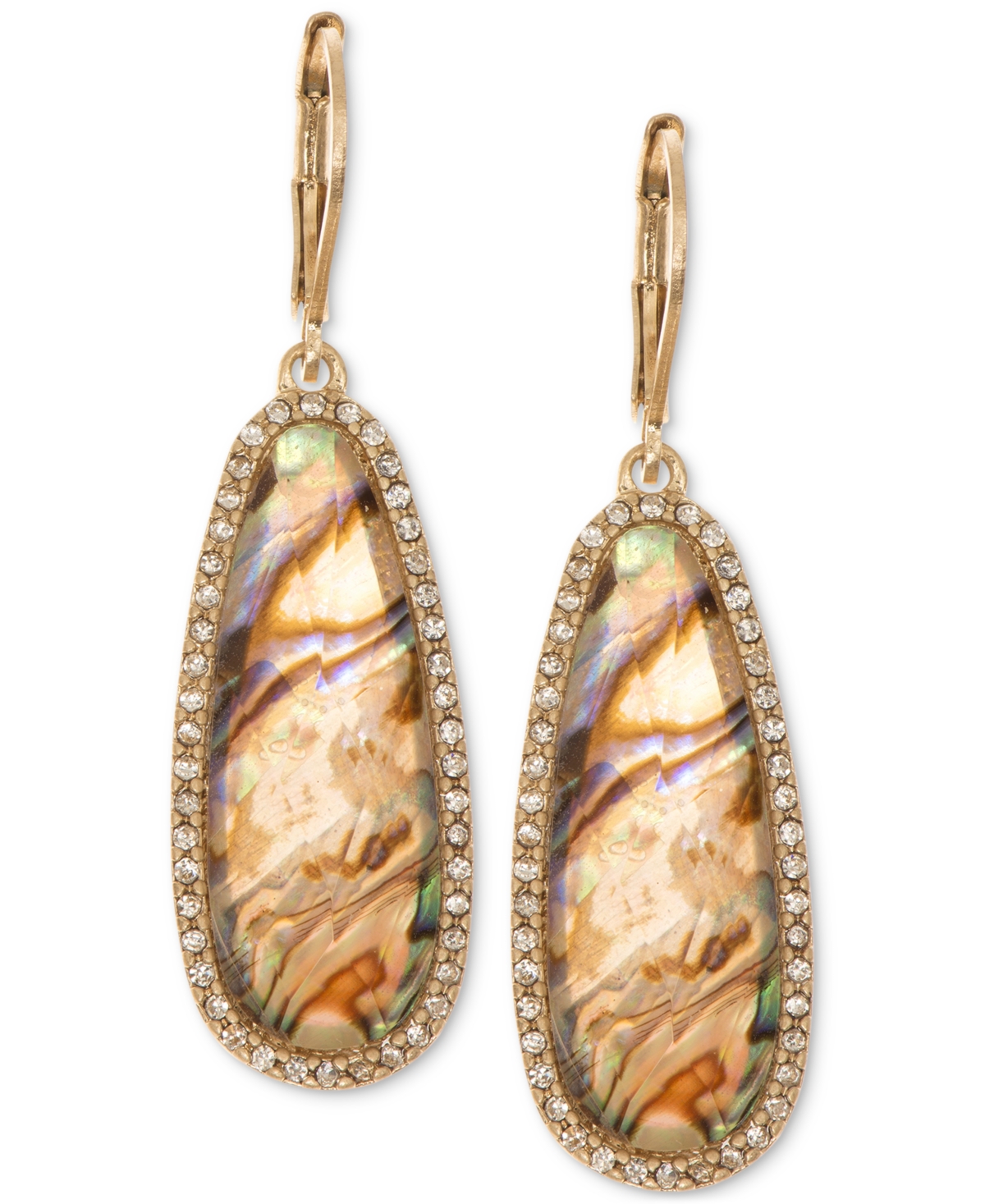 Gold-Tone Iridescent Stone Drop Earrings - Gold