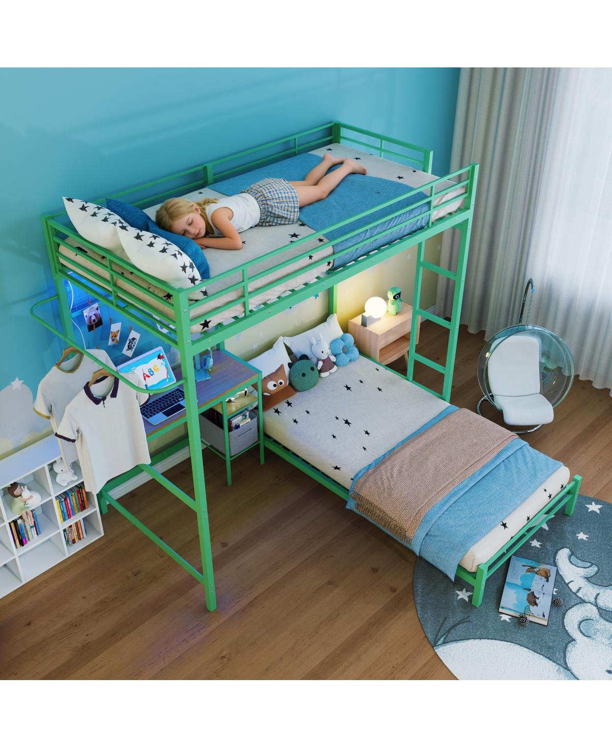 Streamdale Furniture L-Shaped Twin Bunk Bed w/ Desk, Storage