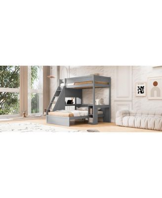  Twin XL Over Full Bed with Desk and USB