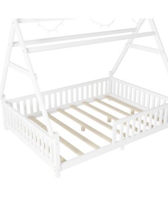 House Bed with Light, Low Floor, Fence and Roof