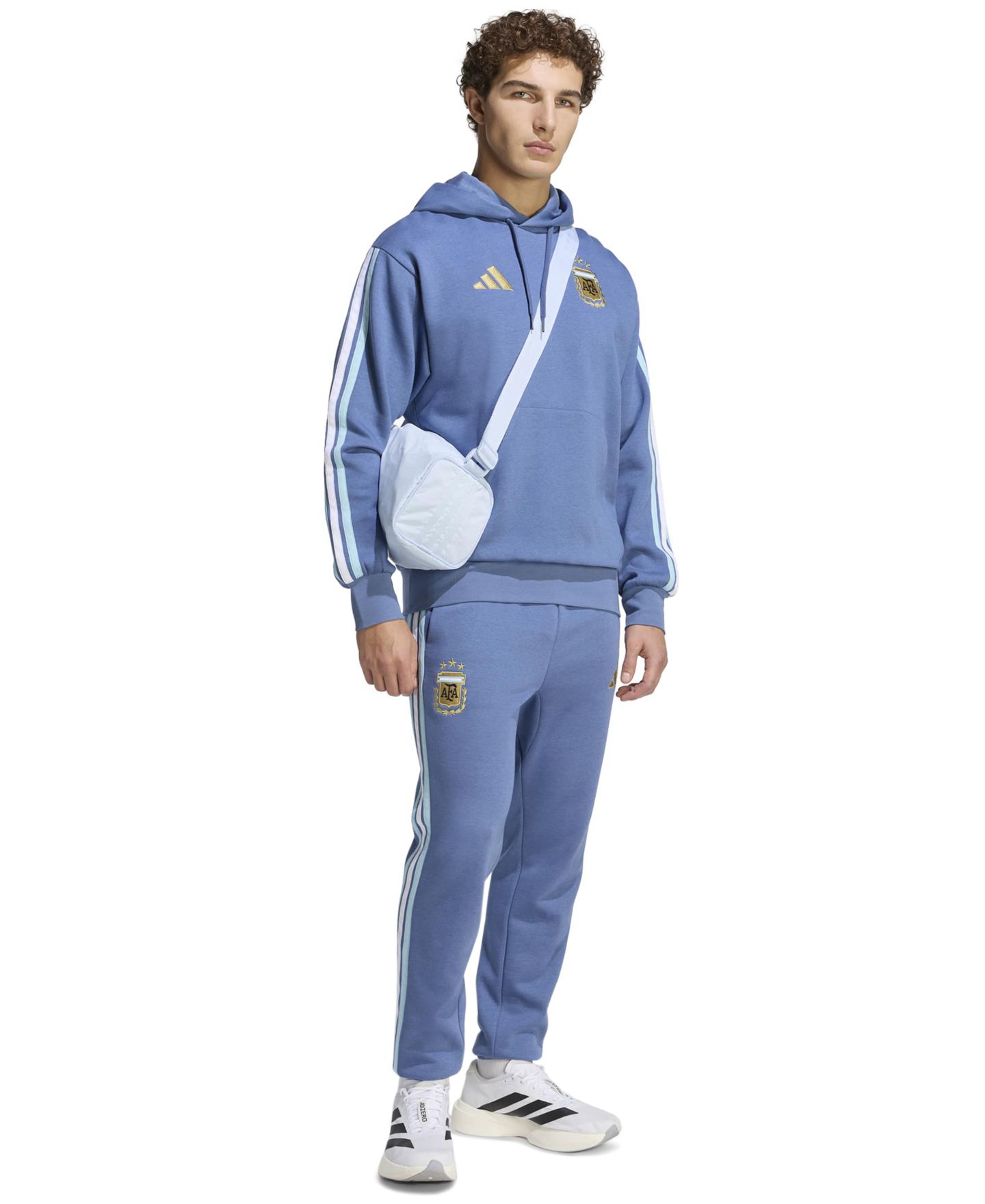 Мужское худи adidas Fleece Pullover, цвет: Синий — фото 2