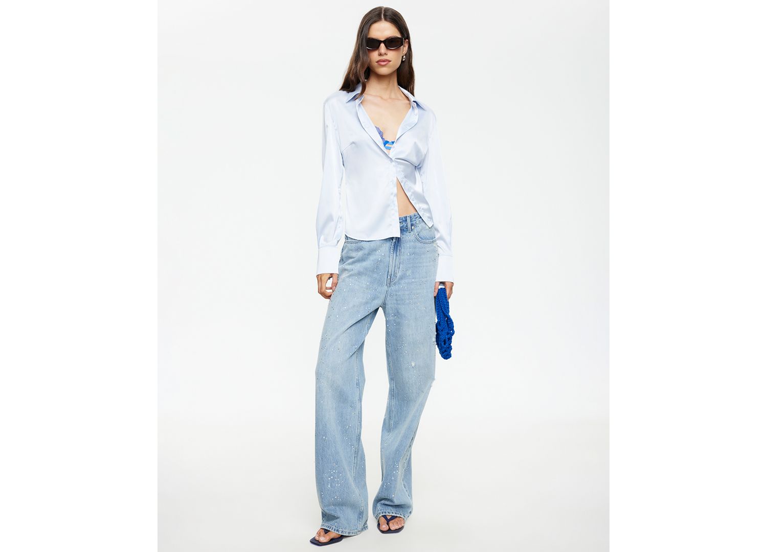 Women's Diamante Straight Cotton Jeans